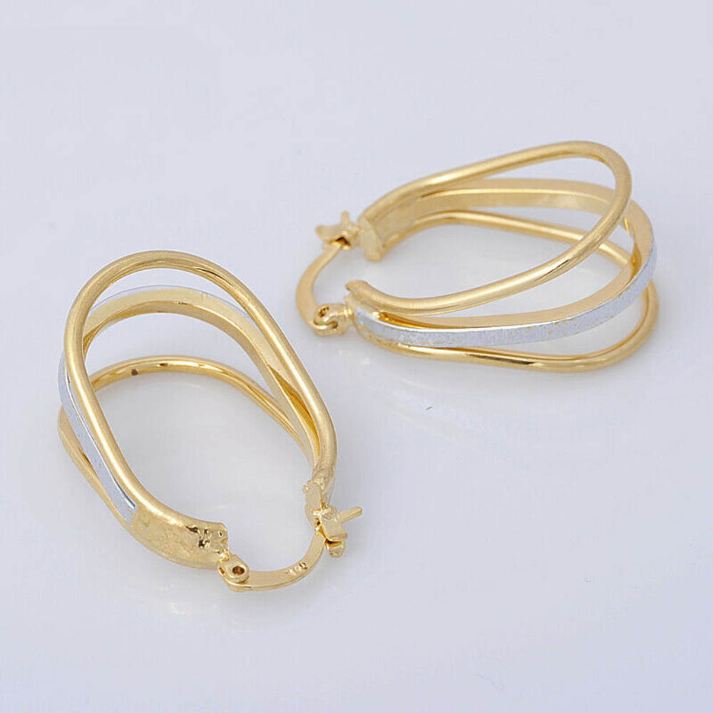 14K Two-tone Gold Plated Statement Hoop Earrings